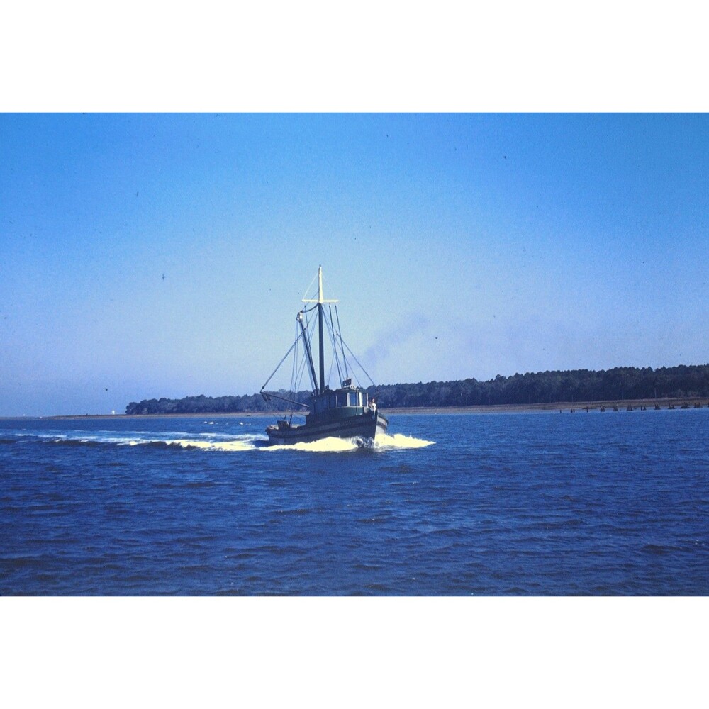 Kodak Slide 35mm 1950s Red Border Kodachrome, vintage fishing trawler